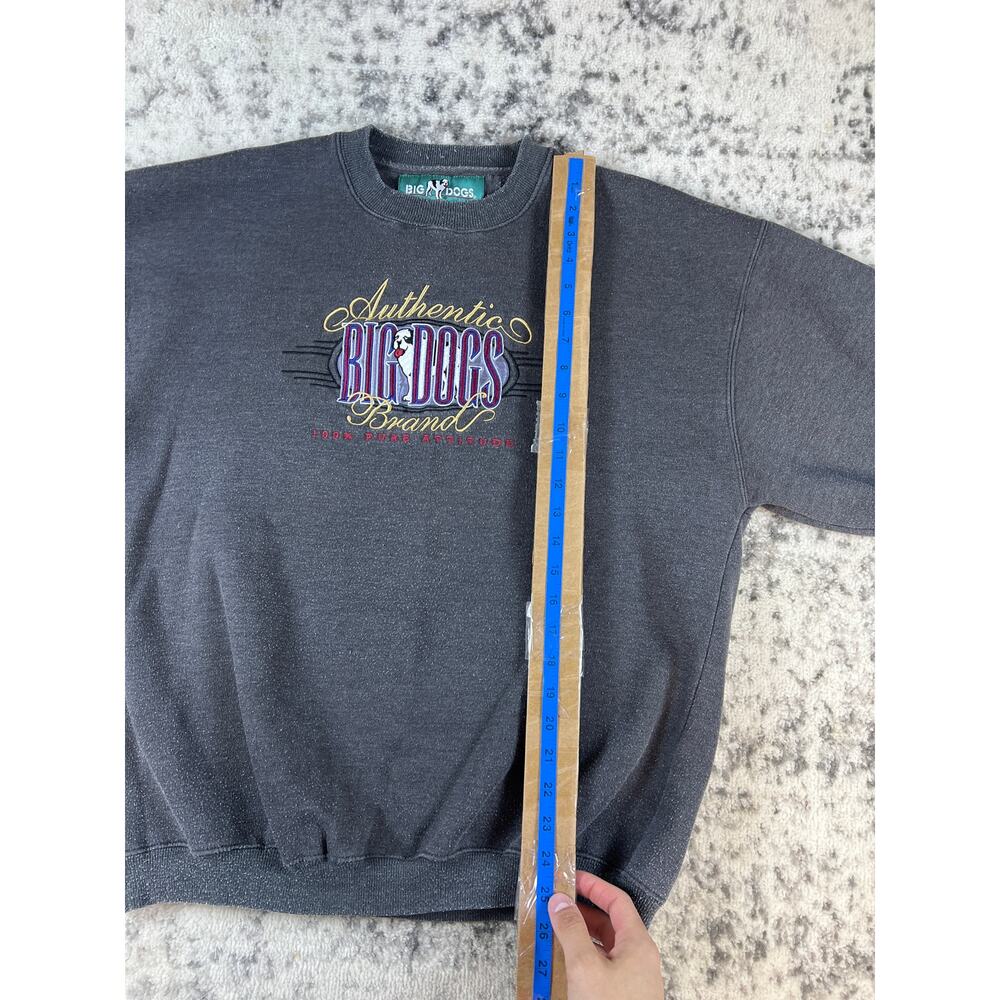 Vintage Big Dogs Sweatshirt Mens L Gray Crewneck Embroidered Streetwear Y2K 90s - Picture 5 of 7
